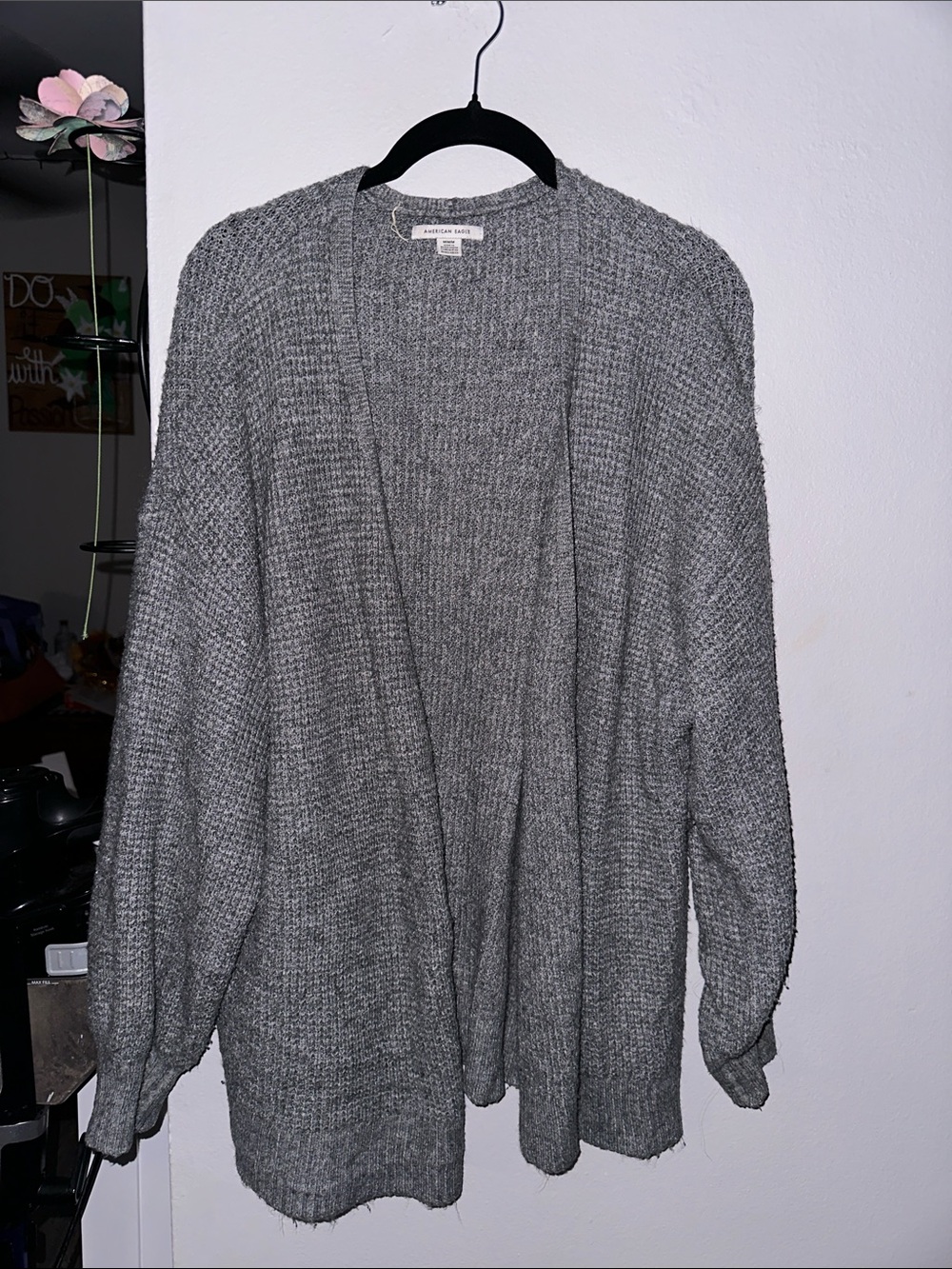 American Eagle Outfitters Gray Open-Front Knit Cardigan